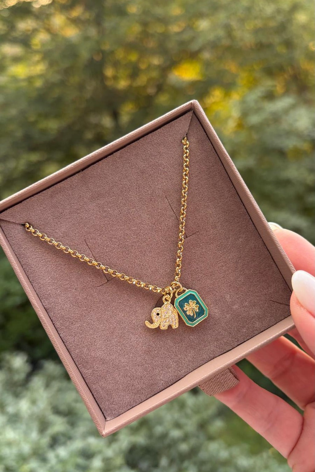 Collana 6548 Ready to Wear “Elefante e quadrifoglio”